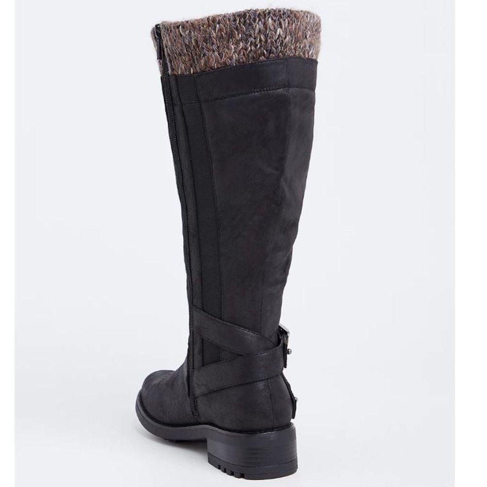Torrid 7 Black Sweater Trimmed Knee-High Boot WW - Picture 3 of 6
